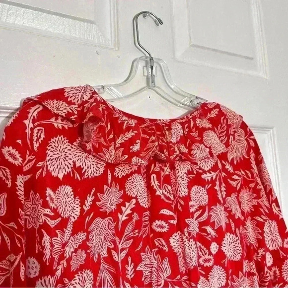 NWOT Universal Thread XL Orange/White Floral Dress Ruffle V-Neck, Layered Bottom - Picture 11 of 11